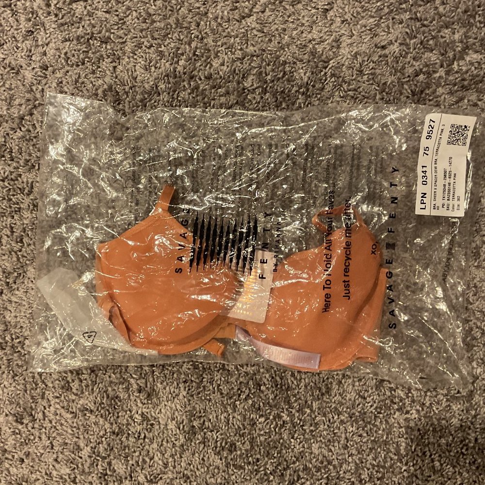 Savage X Fenty By Rihanna Sheer X Demi Spacer Bra - 36D - Terracotta Pink - NEW! - Picture 6 of 9